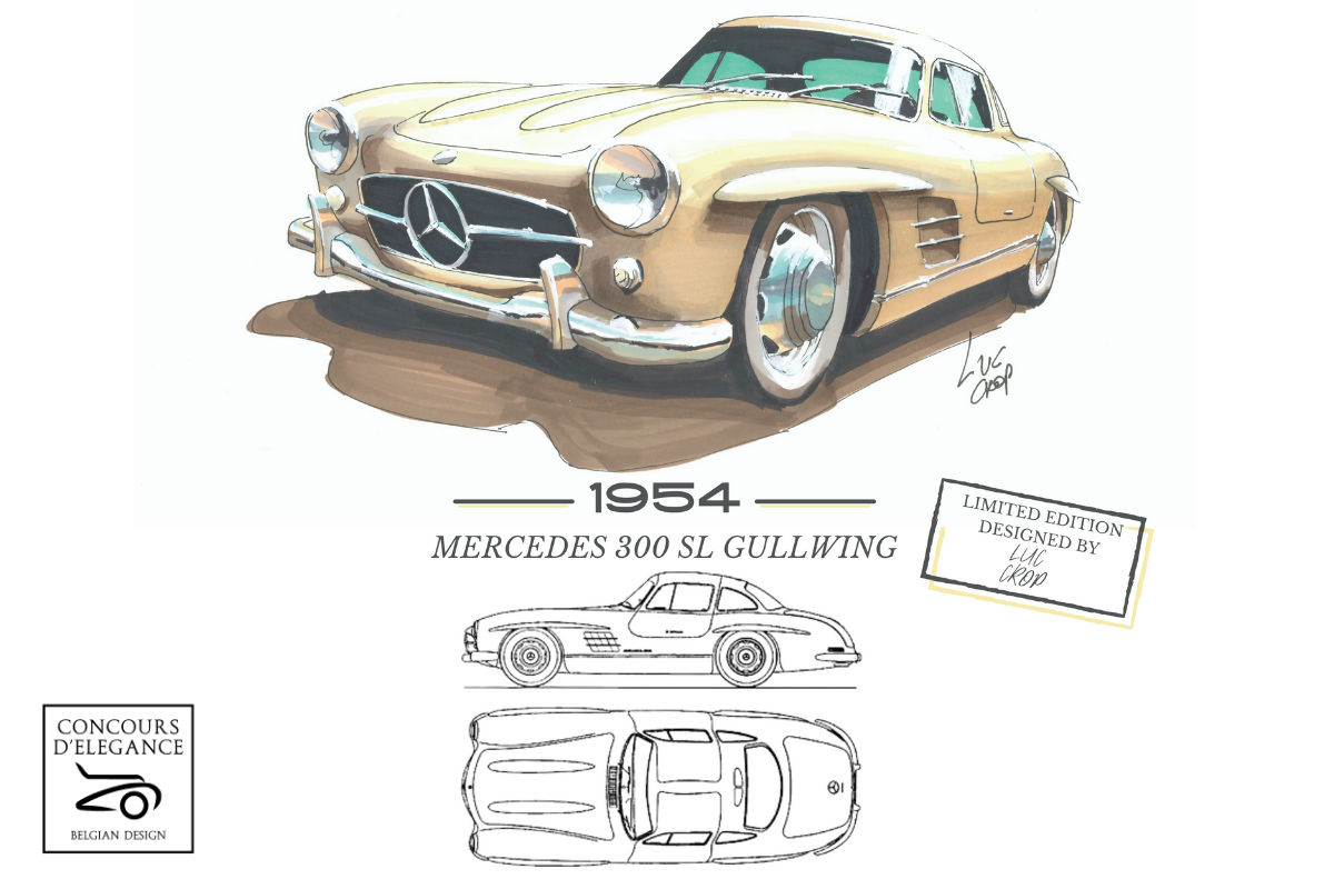 Limited Edition by Luc Crop: Mercedes 300 SL Gullwing T-Shirt